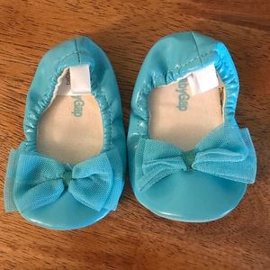 Tiffany blue baby girl ballet slippers w/tulle bow